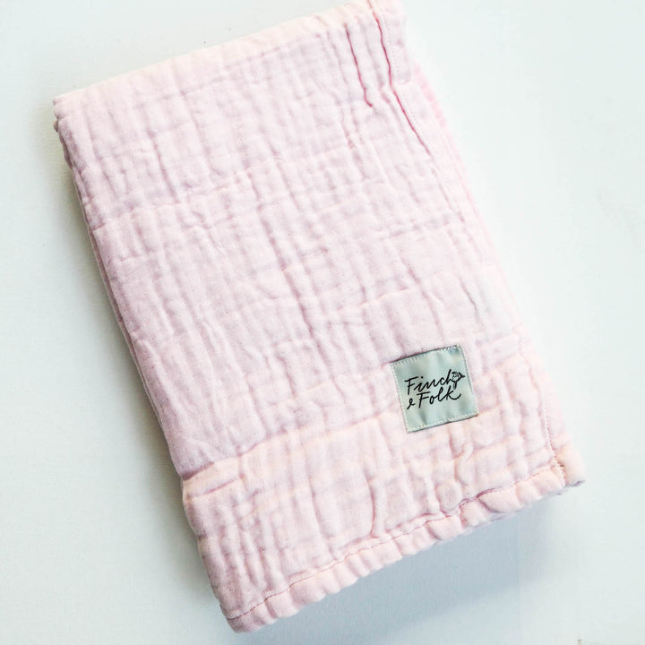 Pastel Pink Organic 4 Layer Muslin Blanket - Swaddle - Wrap - Heirloom Quality