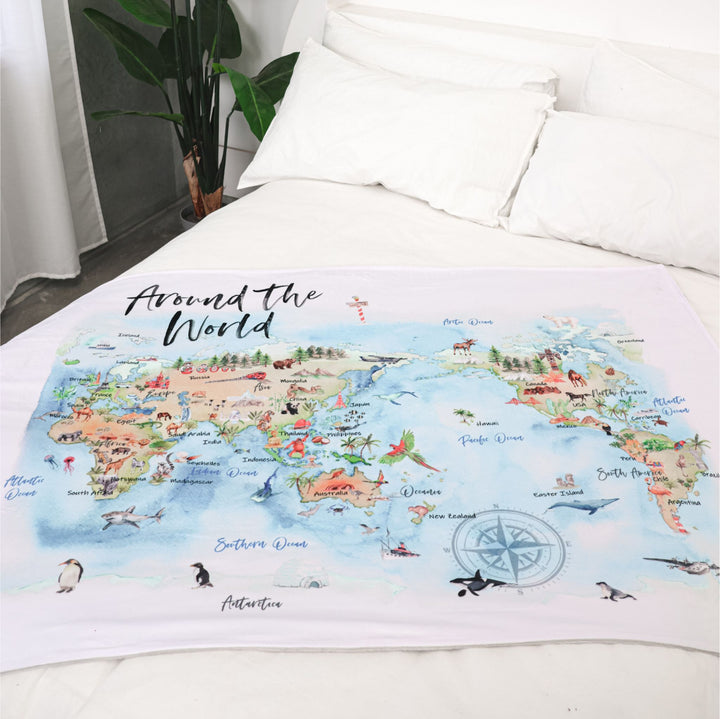 Large Minky Round the World Blanket - Ready to Ship