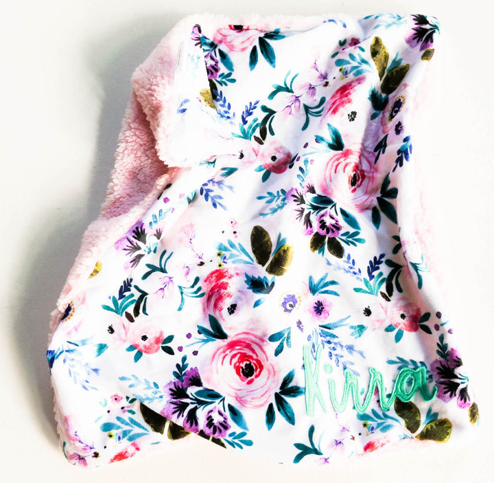 Minky Lovey or Blanket - Bright Floral - Baby Girl Gift - Handmade in Australia - Pink Flowers - Soft Feel - Baby Blanket - Floral Lovey