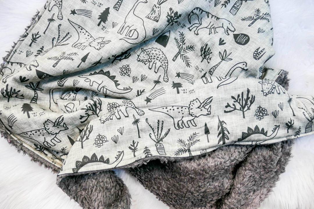Organic Cotton Sherpa Blanket - Dinosaurs - Baby Gift - Baby Boy - Baby Shower Gift - Nursery Decor - Crib or Stroller Blanket - Aussie Made