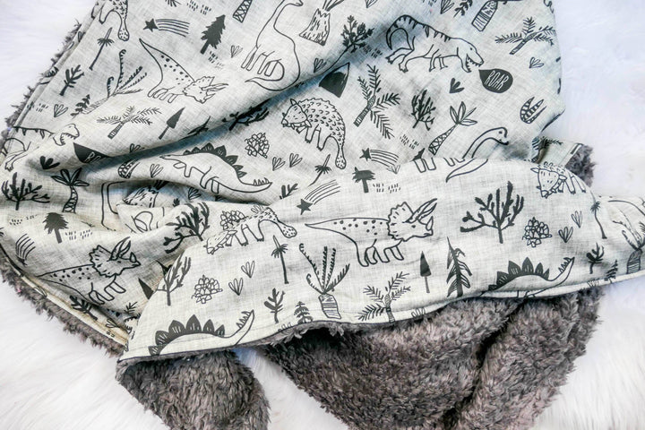 Organic Cotton Sherpa Blanket - Dinosaurs - Baby Gift - Baby Boy - Baby Shower Gift - Nursery Decor - Crib or Stroller Blanket - Aussie Made