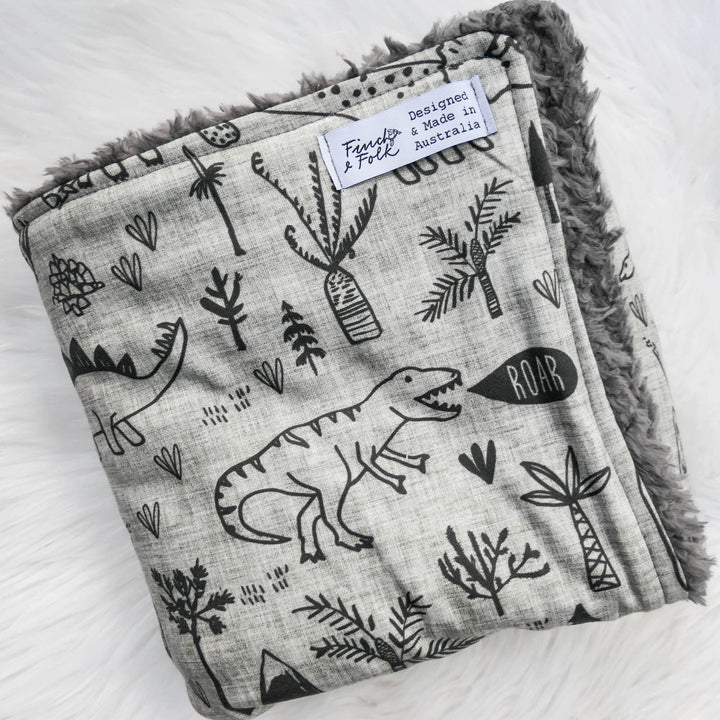 Organic Cotton Sherpa Blanket - Dinosaurs - Baby Gift - Baby Boy - Baby Shower Gift - Nursery Decor - Crib or Stroller Blanket - Aussie Made