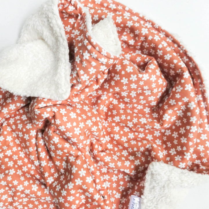 Organic Cotton Sherpa Blanket - Daisy Rust - Baby Gift - Neutral - Baby Shower Gift - Nursery Decor - Crib or Stroller Blanket - Aussie Made