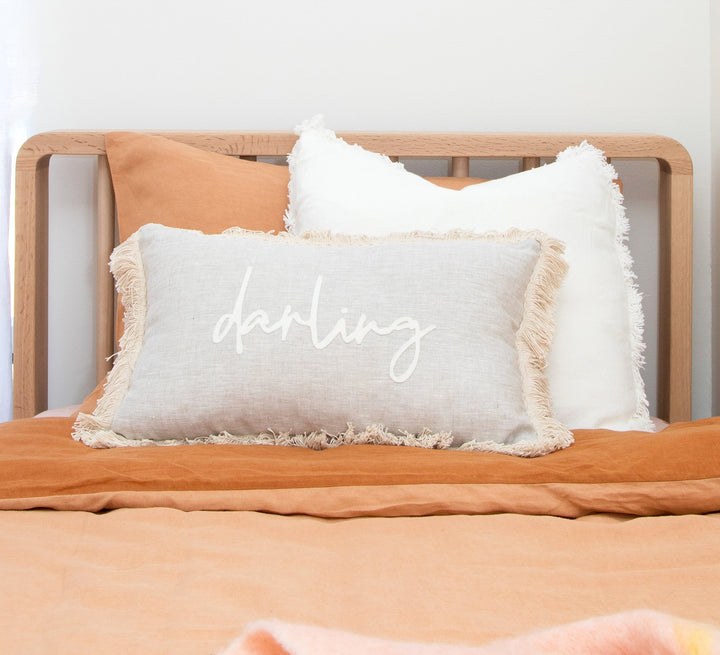 Personalized Linen Cotton DUSTY BLUE Handmade Cushion. Australian Made. Nursery Decor. Kids Room. Blue. Baby Gift. Gender Neutral. Birthday