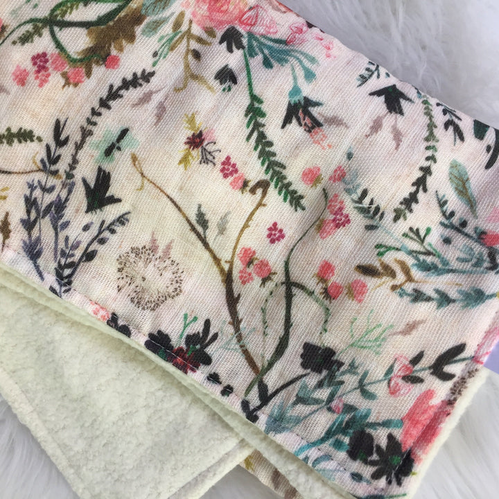 Fable Floral Organic Lovey - Handmade - Original Design - Muslin  and Fleece - Baby Girl - Baby Shower Gift - Blanket - Two Sizes - Girl