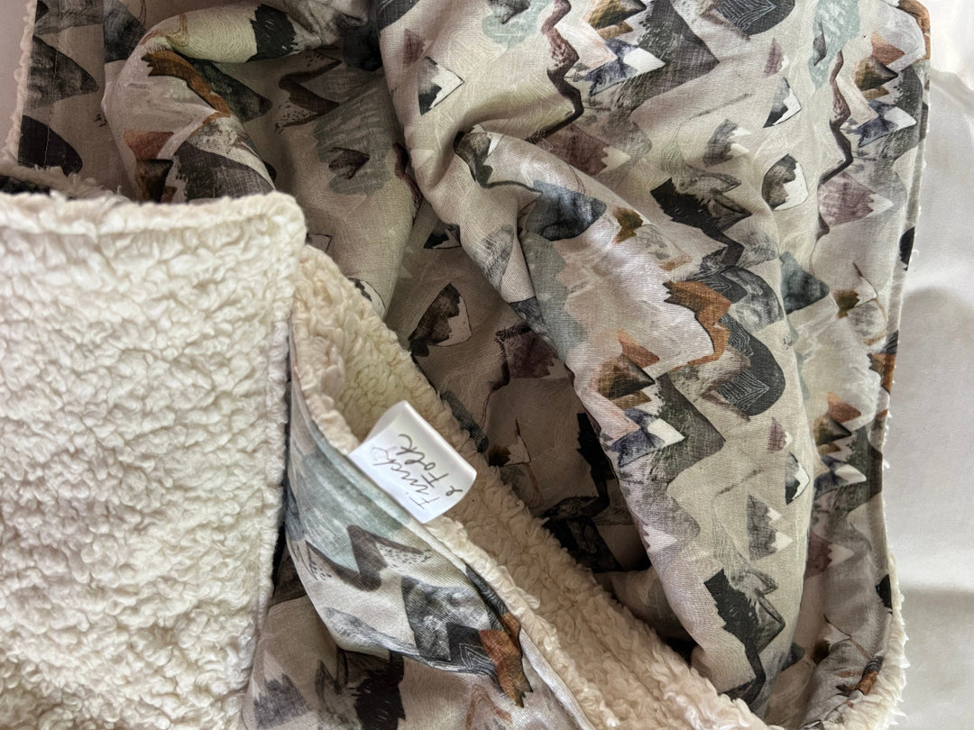 Organic Cotton Sherpa Blanket - Valley Mtn - Baby Gift - Neutral - Baby Shower Gift - Nursery Decor - Crib or Stroller Blanket - Aussie Made