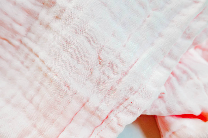 Pastel Pink Organic 4 Layer Muslin Blanket - Swaddle - Wrap - Heirloom Quality