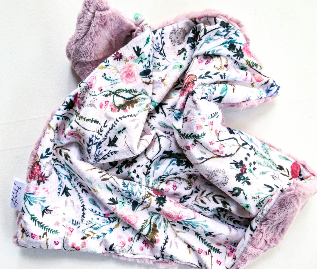 Fable Floral Soft Luxurious Lovey / Comforter / Blankie - Handmade - Can be Personalised - THREE Sizes