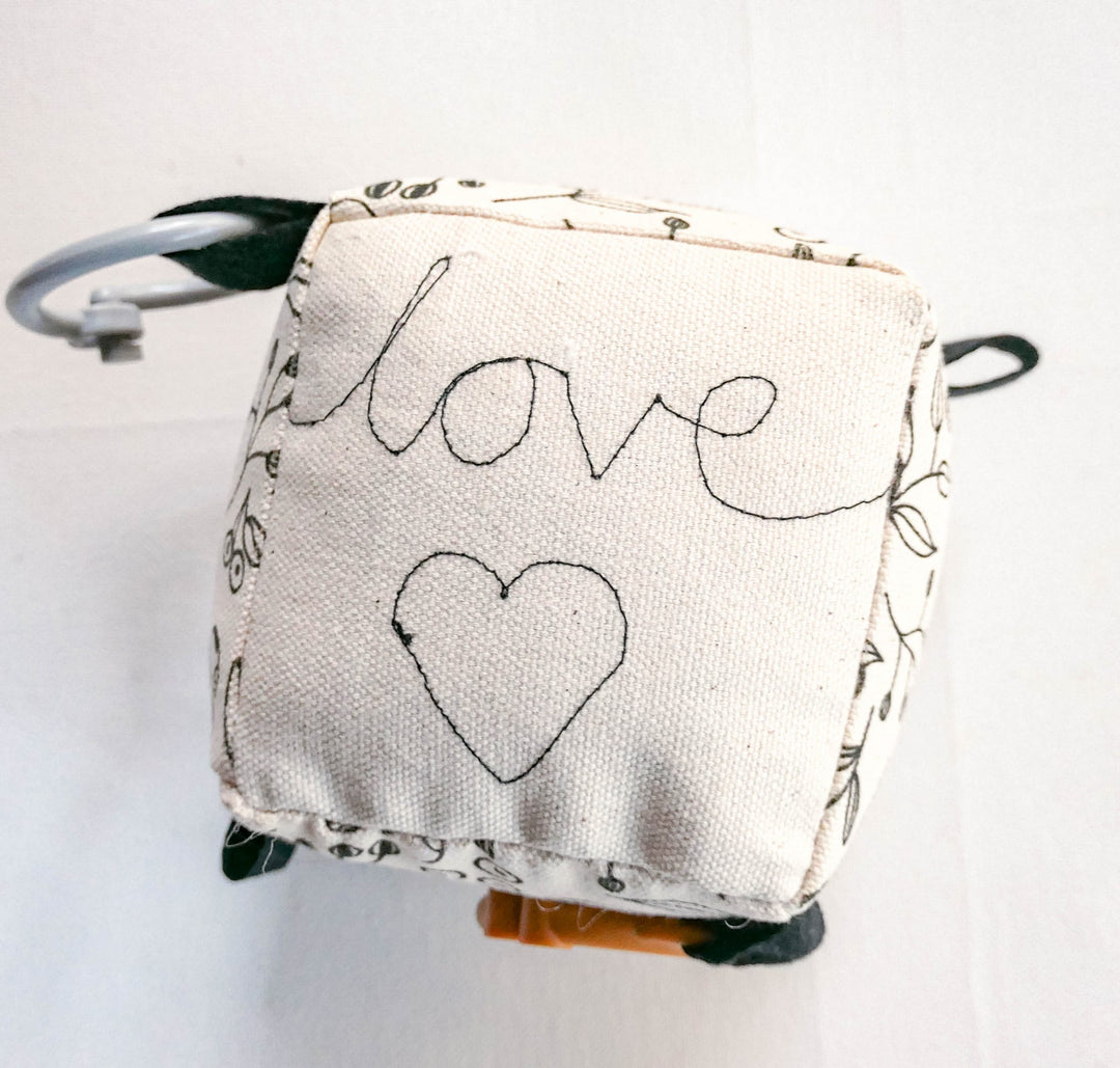 Handmade Soft Block Toy - Botanical Love Natural - Safety Tested - Gender Neutral - CAN BE PERSONALISED