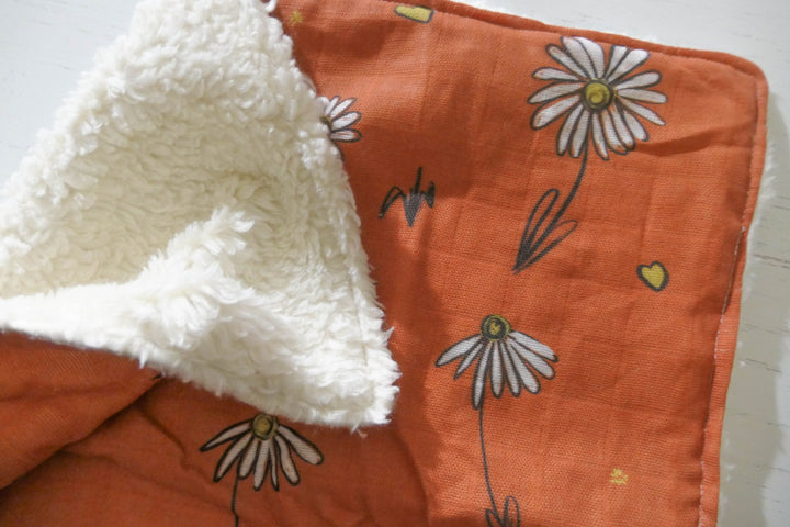 Daisy Fields 100% Organic Cotton Sherpa Comforter / Lovey - Handmade - Can be Personalised