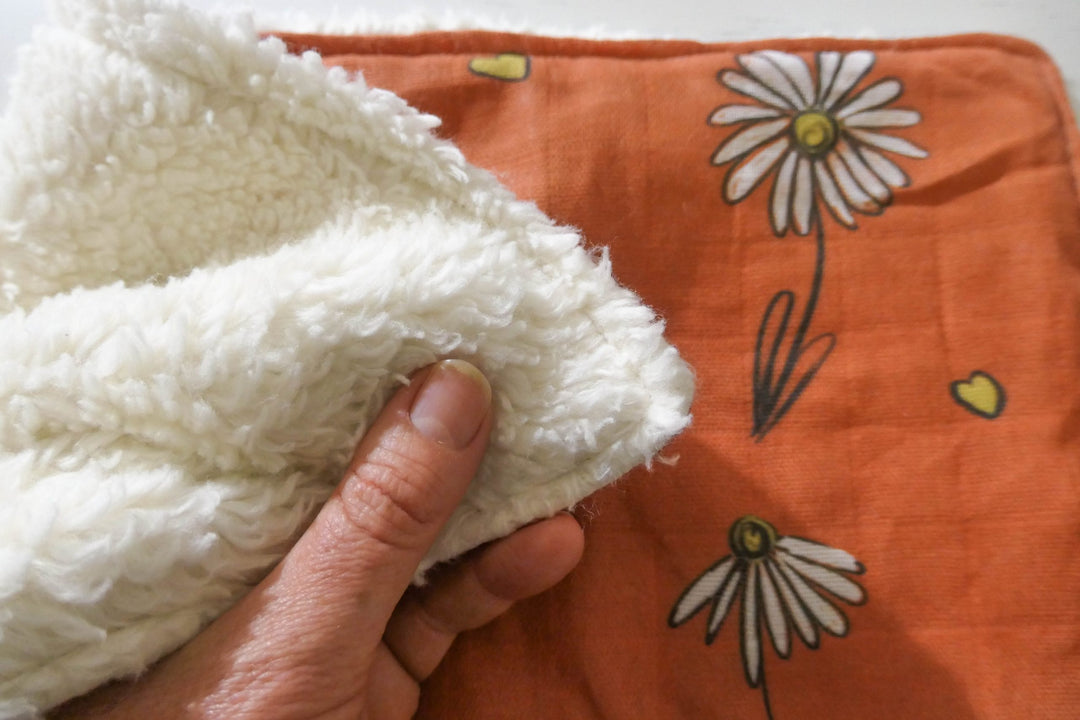 Daisy Fields 100% Organic Cotton Sherpa Comforter / Lovey - Handmade - Can be Personalised