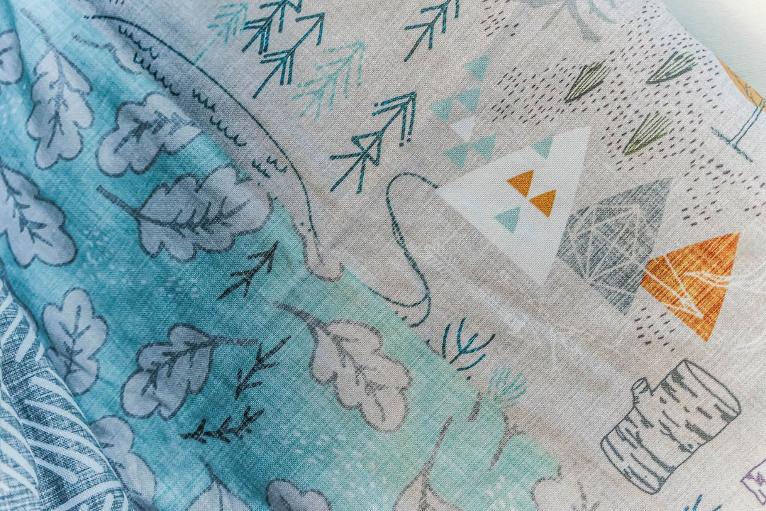 Handmade Quilted Minky & Cotton Large Blanket - Adventure Awaits - Grey