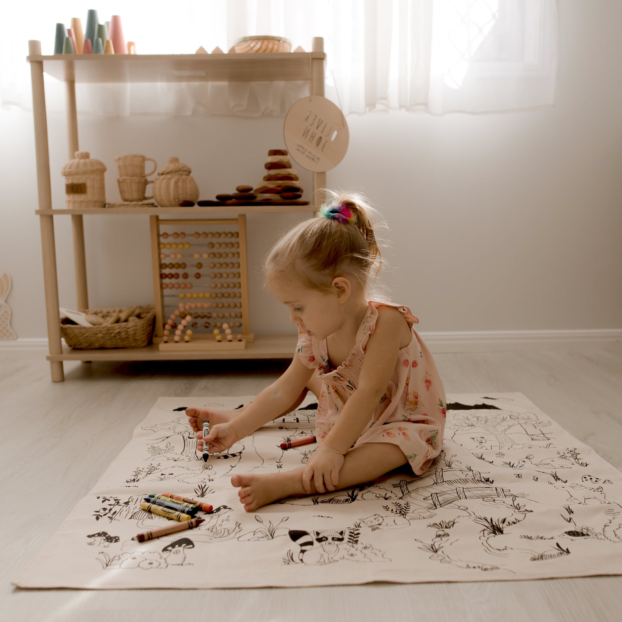 Fabric Colouring Cloth Mat - I-Spy Woodland- TWO Sizes - Wash and Use ...