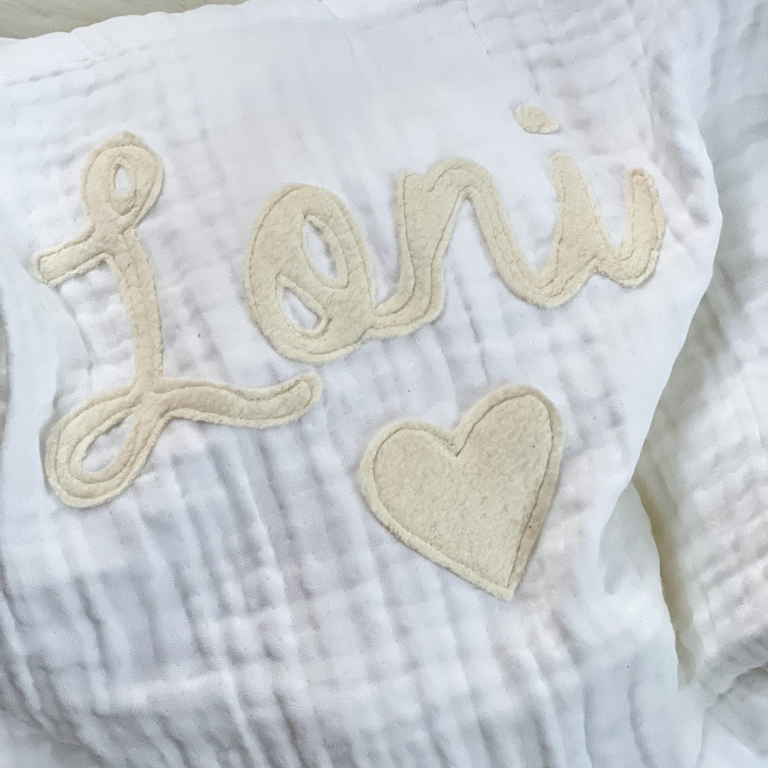 PERSONALISED Organic 4 Layer Muslin Blanket - Swaddle - Wrap - Heirloom Quality - 100% ORGANIC