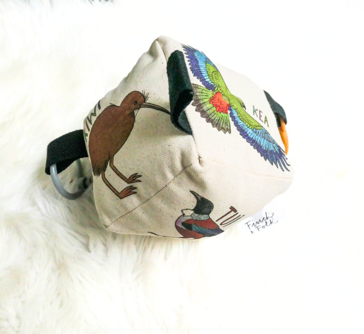 Organic Soft Block Rattle Toy - Watercolour New Zealand Birds - Handmade - Gender Neutral - Baby Gift