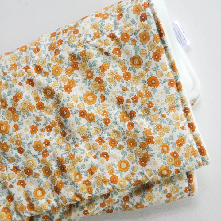 Handmade Mini Play Mat - Quilted - Blanket - Waterproof Option - Vintage Sunny Floral - Travel Mat - Change Mat