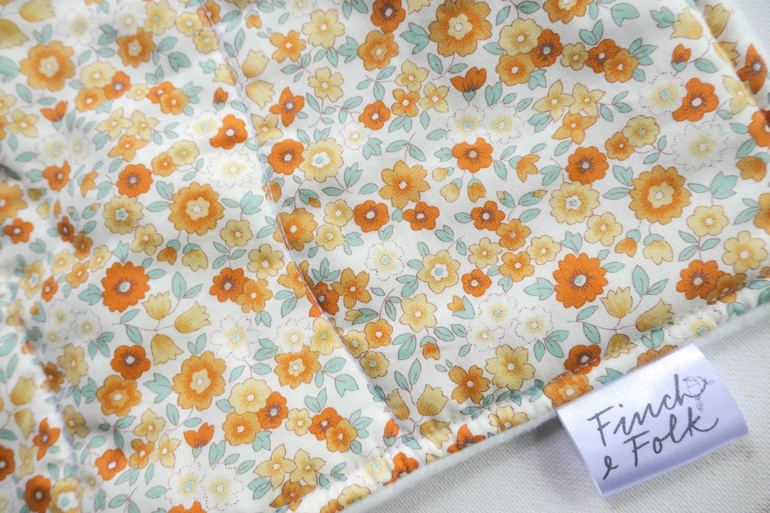 Handmade Mini Play Mat - Quilted - Blanket - Waterproof Option - Vintage Sunny Floral - Travel Mat - Change Mat