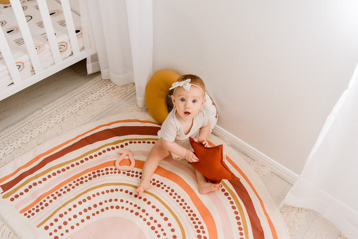 Rainbow Handmade Organic Play Mat - Rust, Terrcotta, Pink, Mustard - Made to Order 4-6WKS