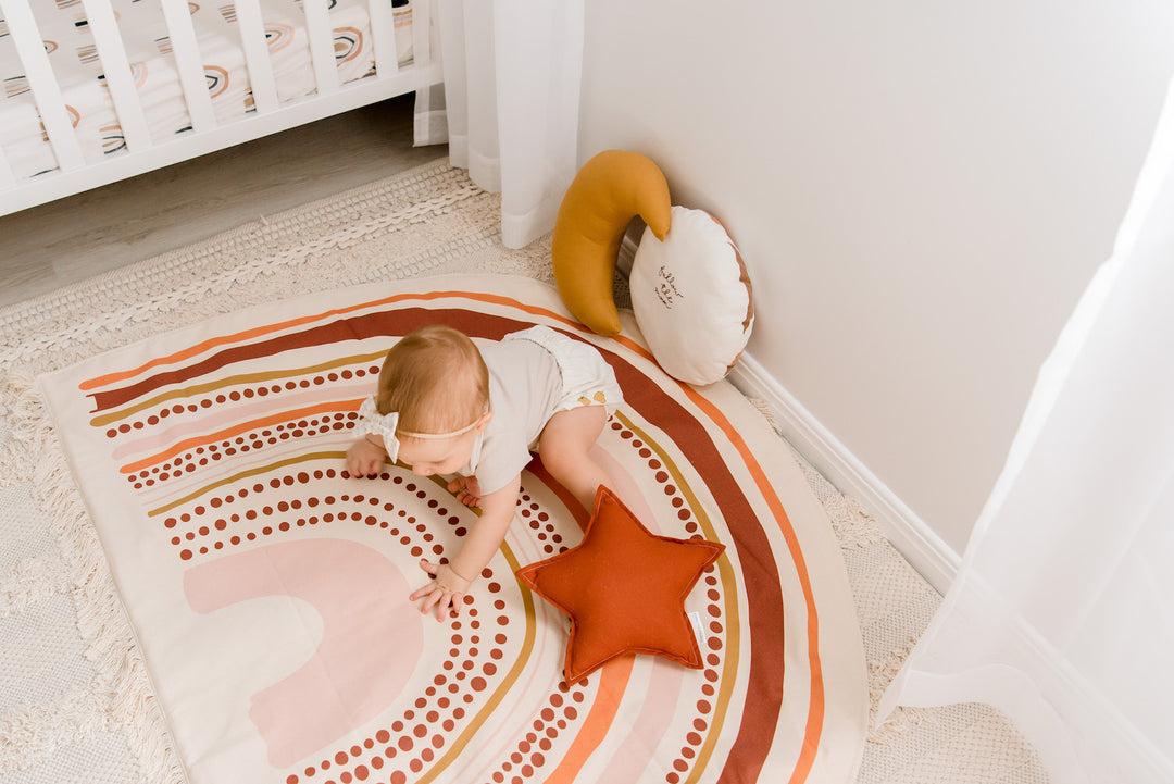 Rainbow Handmade Organic Play Mat - Rust, Terrcotta, Pink, Mustard - Made to Order 4-6WKS