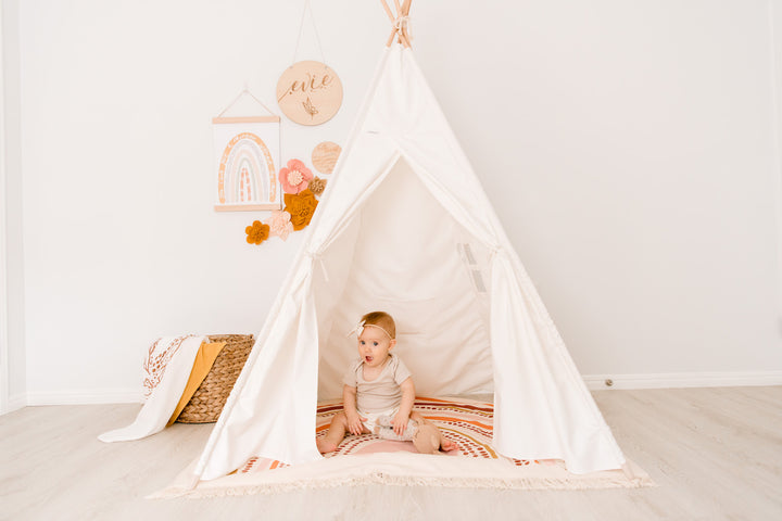 Rainbow Handmade Organic Play Mat - Rust, Terrcotta, Pink, Mustard - Made to Order 4-6WKS