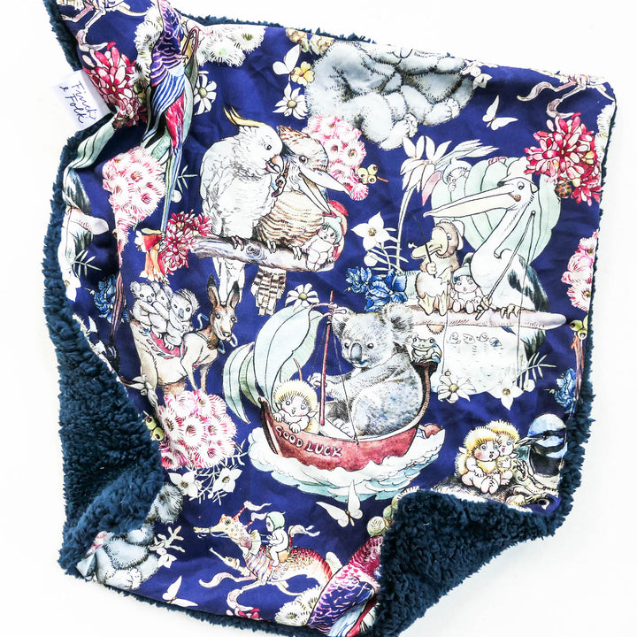 Australian Adventures in Blue - May Gibbs - Cotton and Minky - Three Sizes