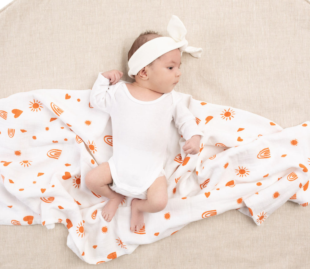 Organic Cotton Large Baby Muslin Wrap - Desert Days