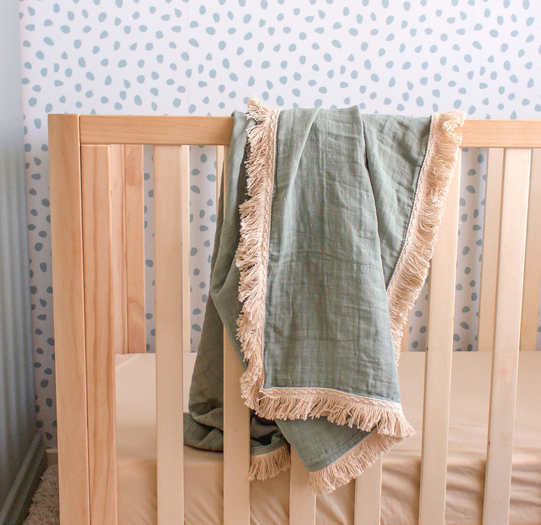 Organic Neutral SAGE Swaddle - Extra Large - Add Fringing