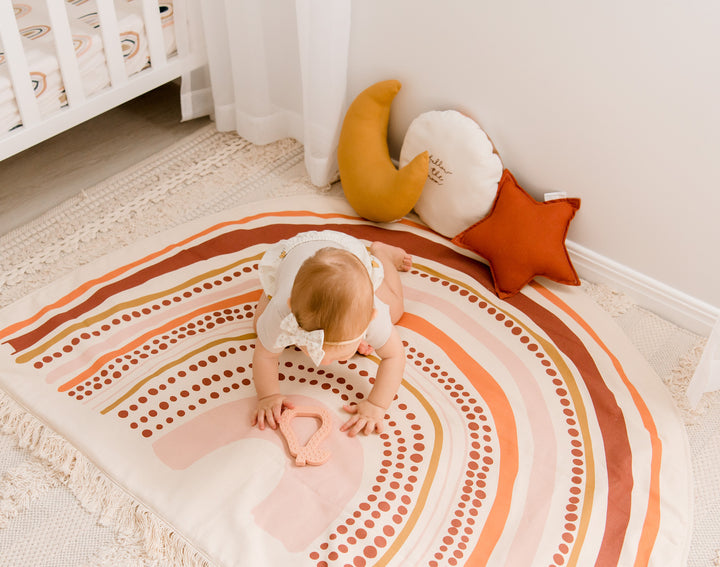 Rainbow Handmade Organic Play Mat - Rust, Terrcotta, Pink, Mustard - Made to Order 4-6WKS