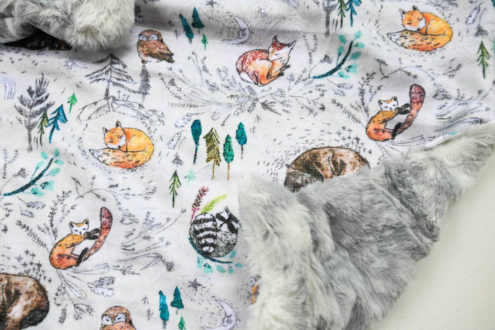 Minky Lovey Comforter - Woodland - Handmade - Luxury Baby Blanket - Baby Gift - Gender Neutral - Unisex - Bears, Fox - Lovie - Unisex