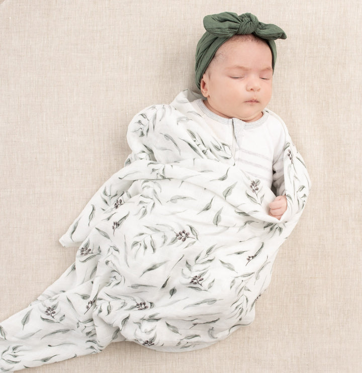 Bamboo Swaddle Wrap - Eucalyptus - Gender Neutral - Unisex - Baby Blanket - Bamboo, Cotton - Australian - Australia Day - Australiana - Gift