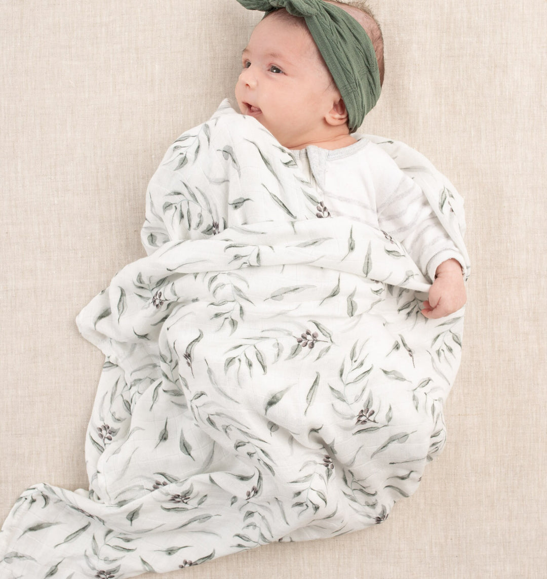 Bamboo Swaddle Wrap - Eucalyptus - Gender Neutral - Unisex - Baby Blanket - Bamboo, Cotton - Australian - Australia Day - Australiana - Gift