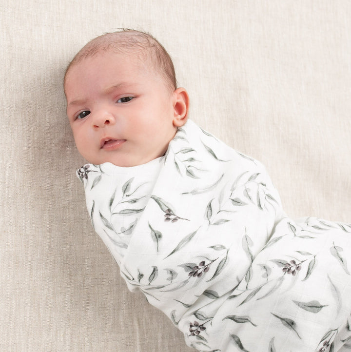 Bamboo Swaddle Wrap - Eucalyptus - Gender Neutral - Unisex - Baby Blanket - Bamboo, Cotton - Australian - Australia Day - Australiana - Gift