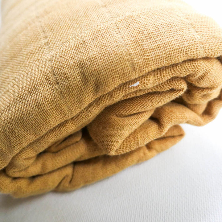 Organic Muslin Gauze Swaddle Blanket - Mustard - Cotton Fringe - Baby Gift - Neutral - Earthy - Yellow - Baby Shower - FREE Shipping - Aus