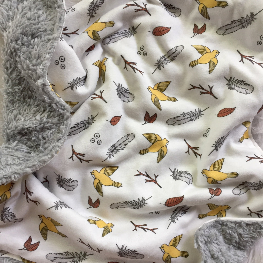 Organic Cotton Lovey or Blanket - Birds Feather - Baby Gift - Neutral - Shower - Nursery Decor - Crib Stroller Blanket - Aus Made - Baby Boy