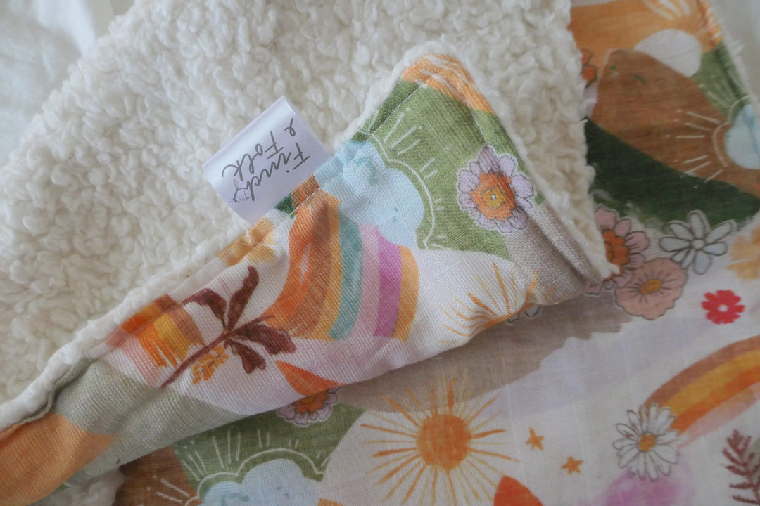 Organic Sherpa Lovey Blanket - Mullumbimby - Handmade in Australia - Gender Neutral Baby Gift, Organic Baby, Baby Shower, Unisex, Blanket