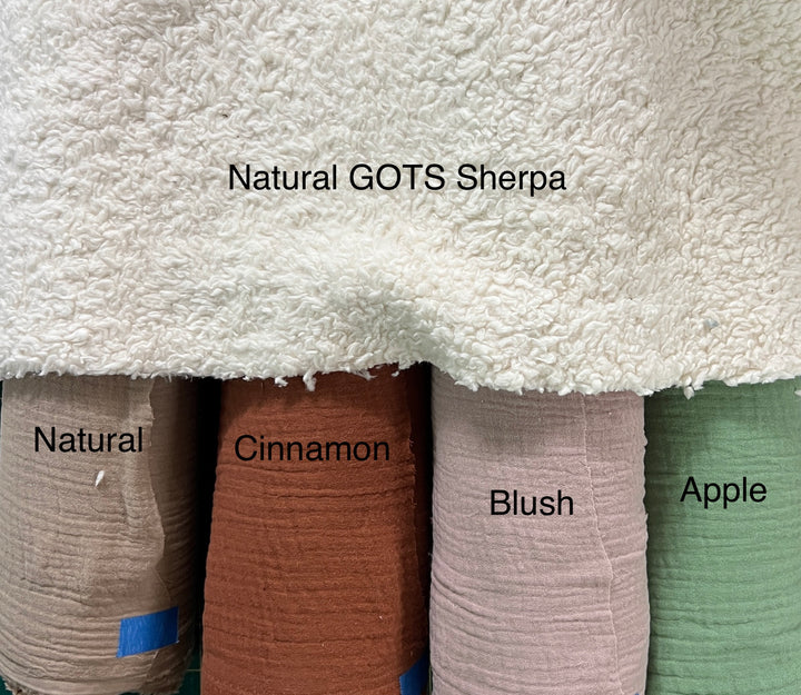 GOTS  Organic Cotton Sherpa Blanket - Cinnamon - Baby Gift - Neutral - Baby Shower - Nursery Decor - Crib Stroller Blanket - Handmade Unisex