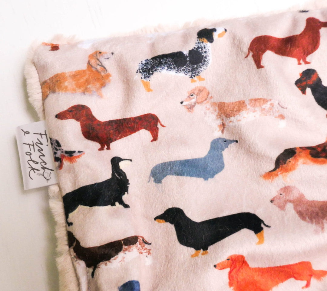 Minky Lovey or Blanket - Dachshund, Doxie - Handmade - Luxury Baby Blanket - Baby Gift - Gender Neutral - Unisex - Dog Breeds - Sausage Dog