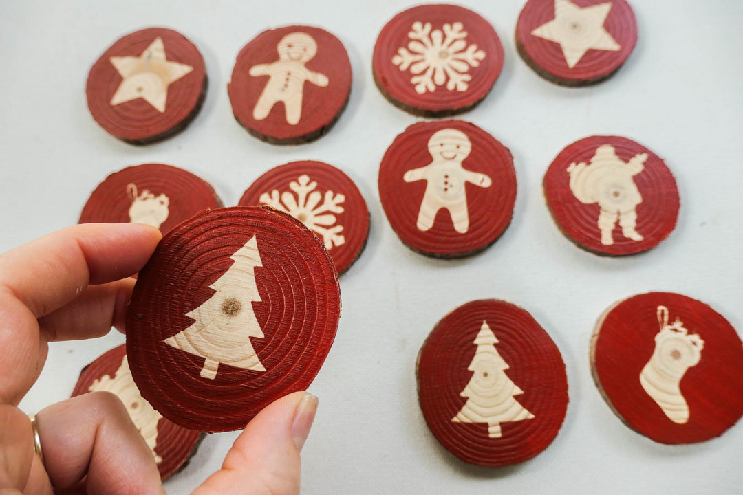 RTS Hand Painted Christmas Memory Match Game for Toddlers, Children - Made from Natural Wood and Non Toxic Zero VOC Paint - Choose Colour