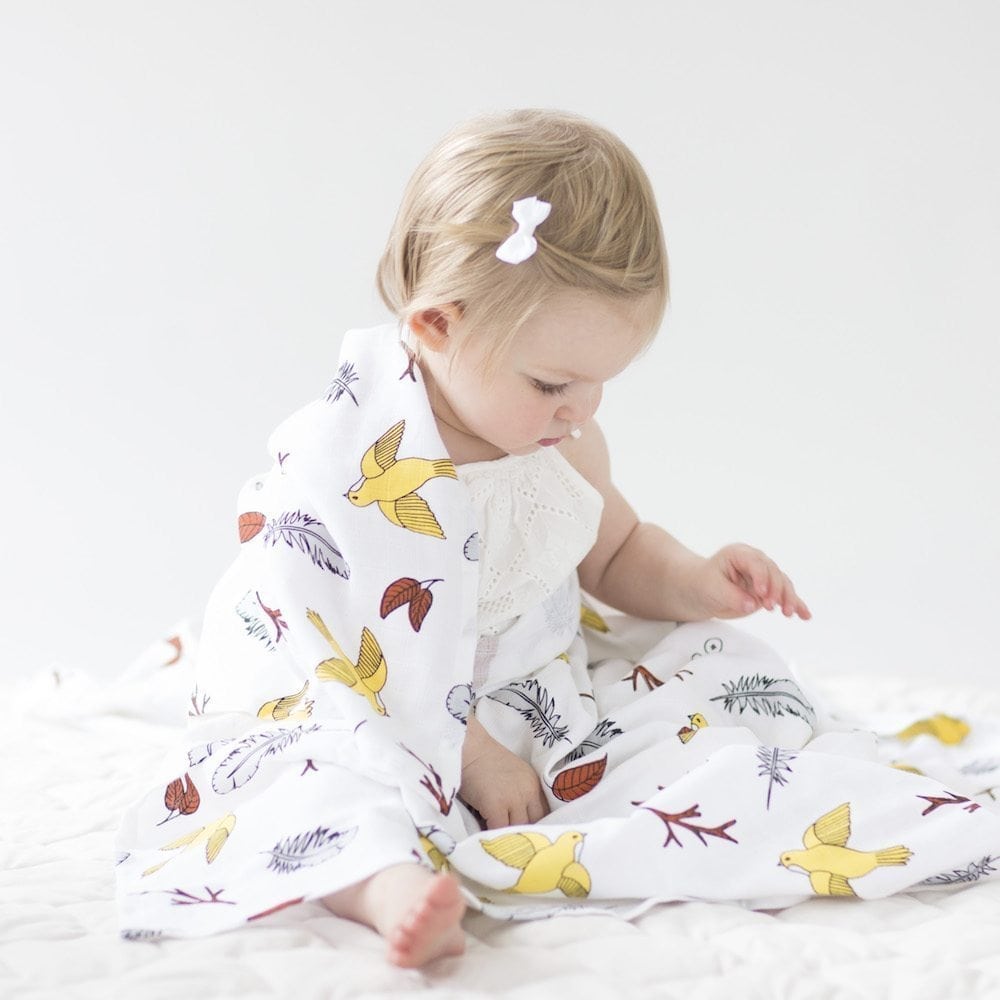 Organic Cotton SMALL Muslin - Pack of Two - Birds of a Feather