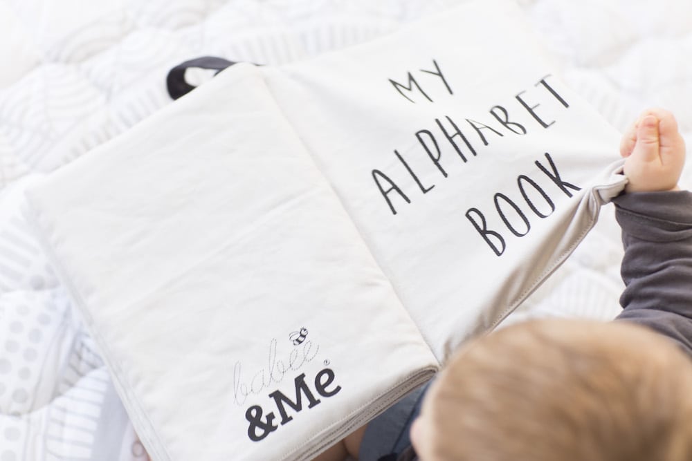My Alphabet Quiet Book - GOTS Organic Soft Fabric Book - Crinkle - Machine Washable - Ready to Post