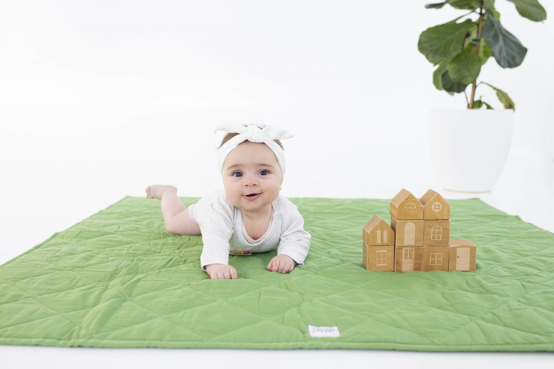 Water Resistant Linen/Organic Cotton Play Mat - Jade