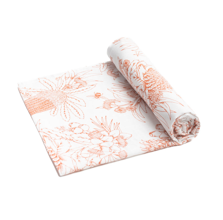 Organic Australian Native Botanical - Rust - Swaddle Wrap Blanket - TWO sizes