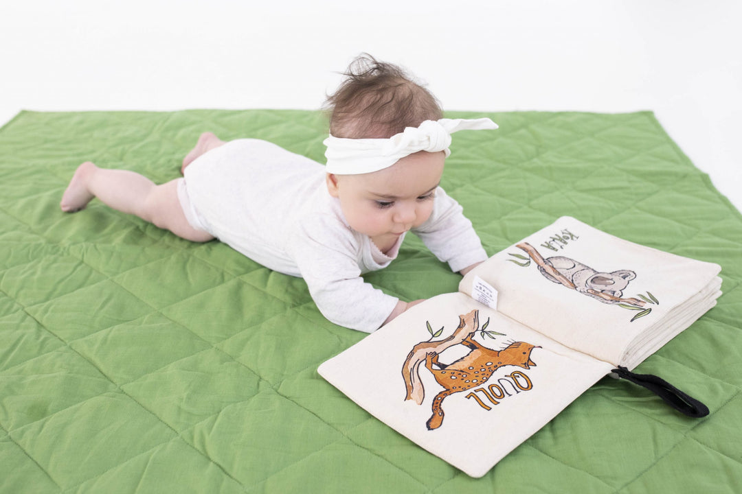 Water Resistant Linen/Organic Cotton Play Mat - Jade