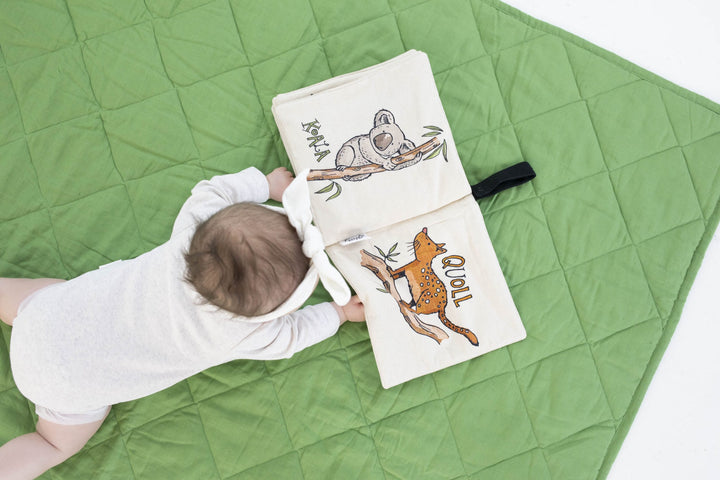 Water Resistant Linen/Organic Cotton Play Mat - Jade