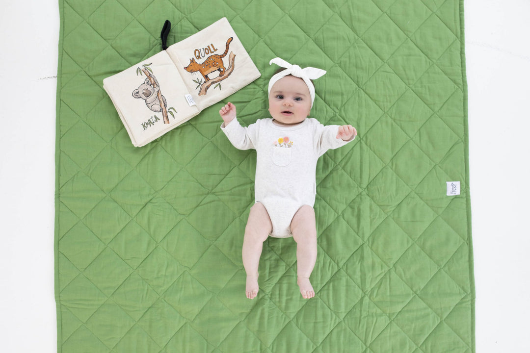 Water Resistant Linen/Organic Cotton Play Mat - Jade