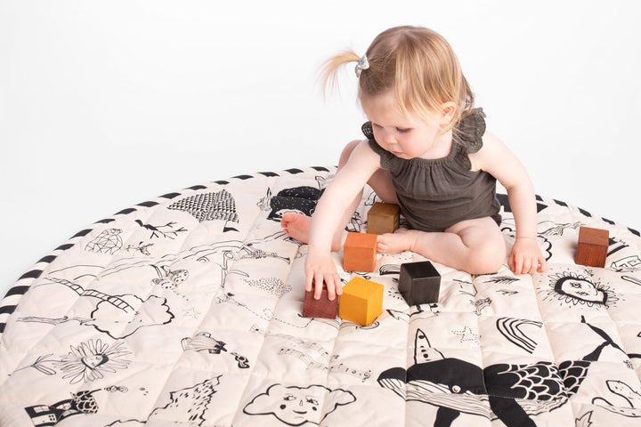 READY TO POST - Lala Land Extra Large GOTS Organic Play Mat - 120cm Square - Padded - Quilted