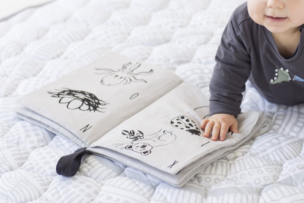 My Alphabet Quiet Book - GOTS Organic Soft Fabric Book - Crinkle - Machine Washable - Ready to Post