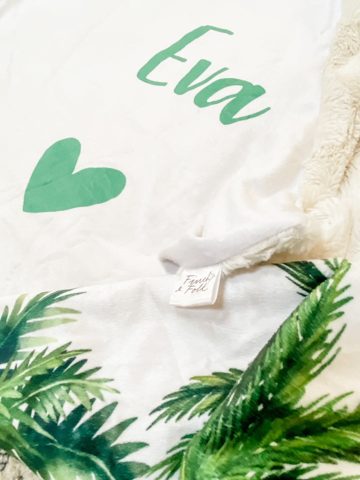 Palms NEW Extra Large Personalised Blanket - Custom Printed and Made - Organic Knit and Minky (or Bamboo Fleece) - Have it Your Way! 145cm x 90cm