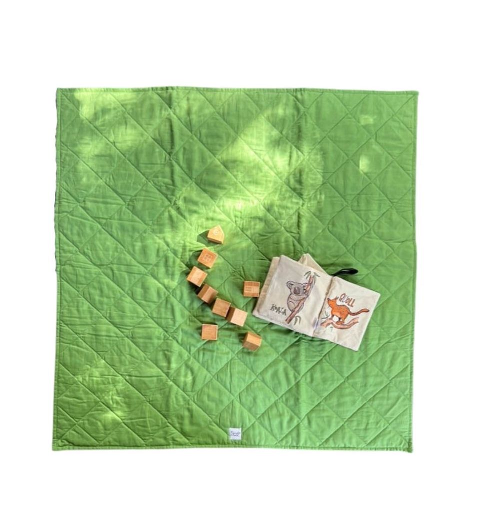 Water Resistant Linen/Organic Cotton Play Mat - Jade