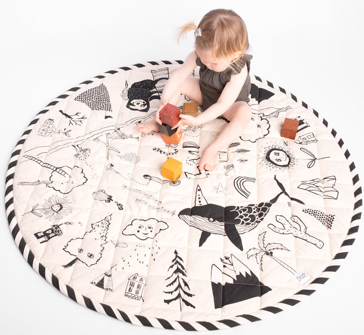 READY TO POST - Lala Land Extra Large GOTS Organic Play Mat - 120cm Square - Padded - Quilted